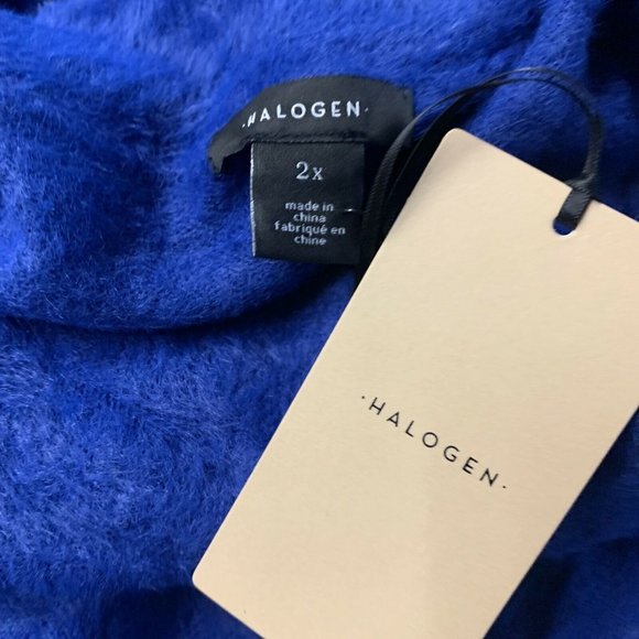 Halogen Blue Fuzzy Teddy Turtleneck Knit Sweater - Picture 7 of 9